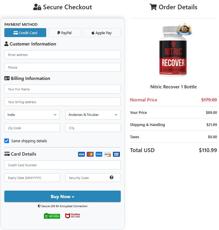 Nitric Recover checkout